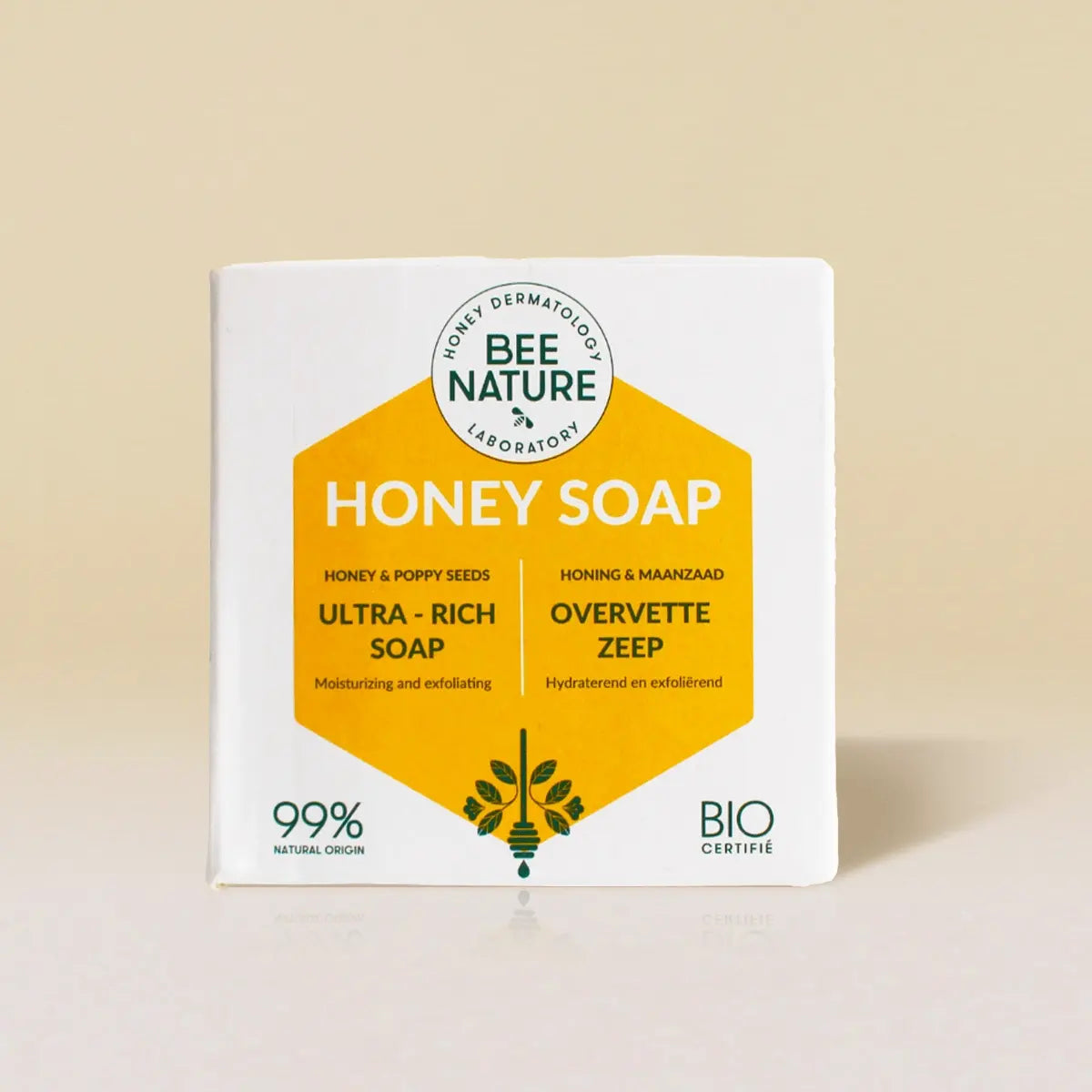Bee Nature Rückfettende Seife mit natürlichem Peeling-Effekt HONEY SOAP 100 g – pflegend und sanft zur Haut