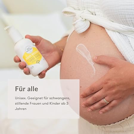 Diese besonders verträgliche Körperlotion ist speziell für die Bedürfnisse in der Schwangerschaft entwickelt und als unbedenklich gekennzeichnet.